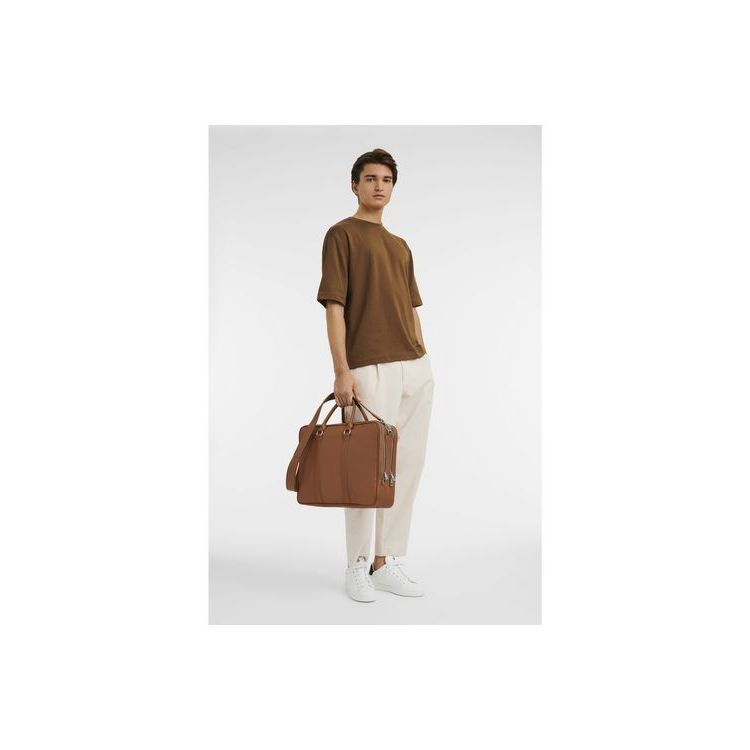 Longchamp Briefcase L Caramel Bőr Aktatáska Barna | 602895KEZ