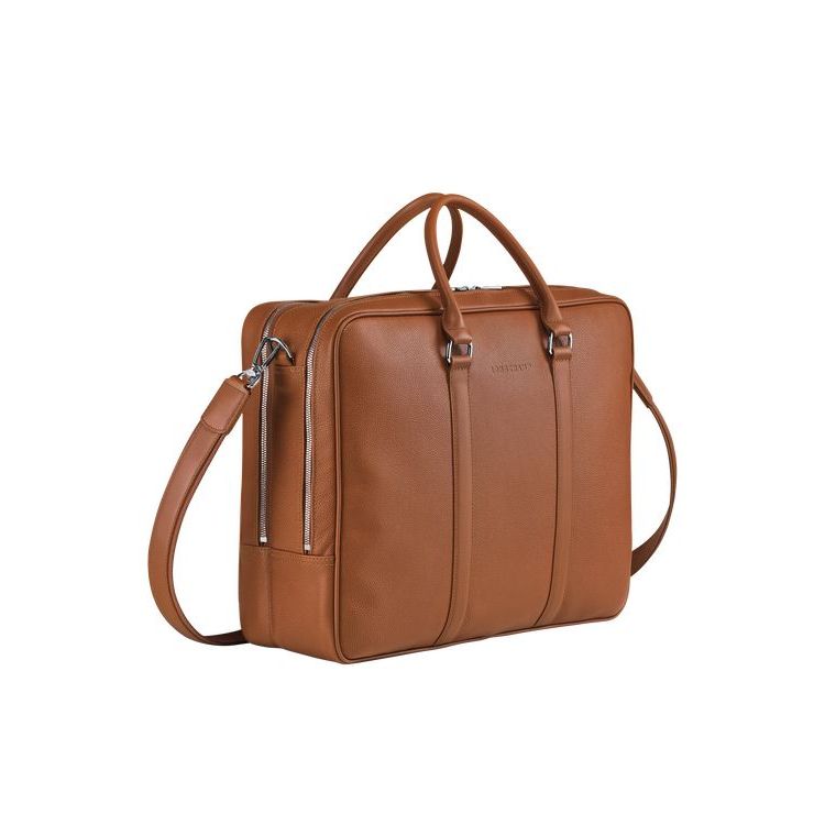 Longchamp Briefcase L Caramel Bőr Aktatáska Barna | 602895KEZ