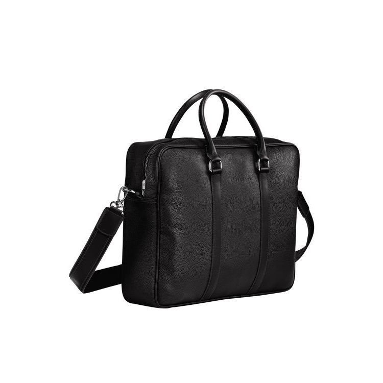 Longchamp Briefcase M Bőr Aktatáska Fekete | 658931FDE