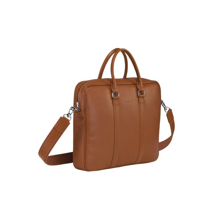 Longchamp Briefcase S Caramel Bőr Aktatáska Barna | 458063UOY