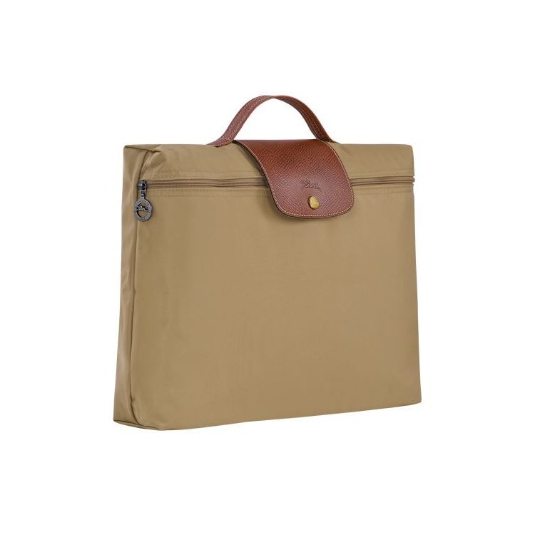 Longchamp Briefcase S Desert Recycled canvas New Khaki | 280341JTG