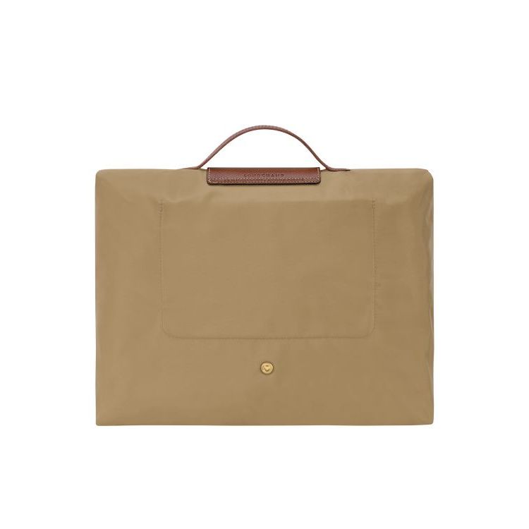 Longchamp Briefcase S Desert Recycled canvas New Khaki | 280341JTG