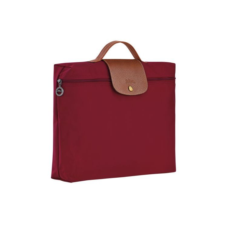 Longchamp Briefcase S Recycled canvas New Piros | 634781WKZ