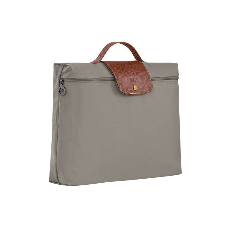 Longchamp Briefcase S Turtledove Recycled canvas New Szürke | 635472UWV