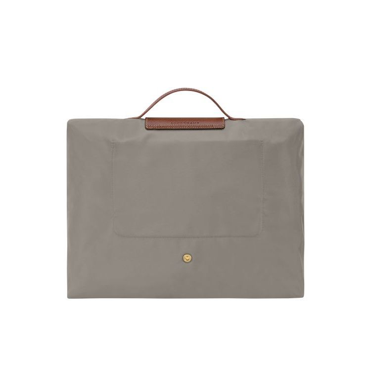 Longchamp Briefcase S Turtledove Recycled canvas New Szürke | 635472UWV