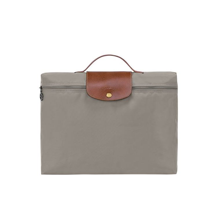 Longchamp Briefcase S Turtledove Recycled canvas New Szürke | 635472UWV