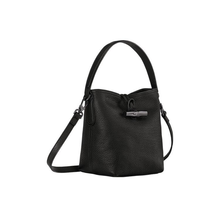 Longchamp Bucket S Bőr Crossbody Táska Fekete | 857301TBL