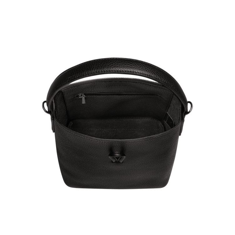 Longchamp Bucket S Bőr Crossbody Táska Fekete | 857301TBL