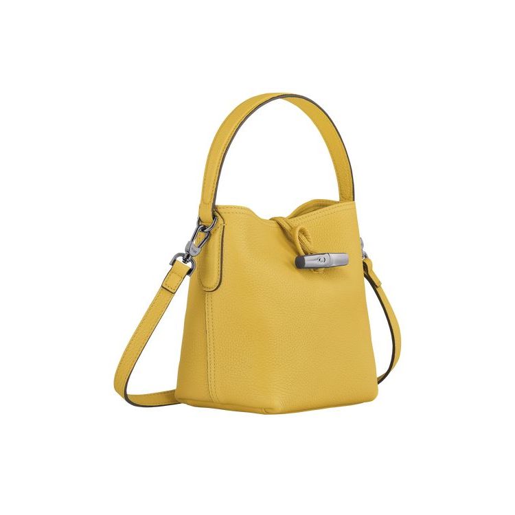 Longchamp Bucket S Bőr Crossbody Táska Sárga | 713405YWP