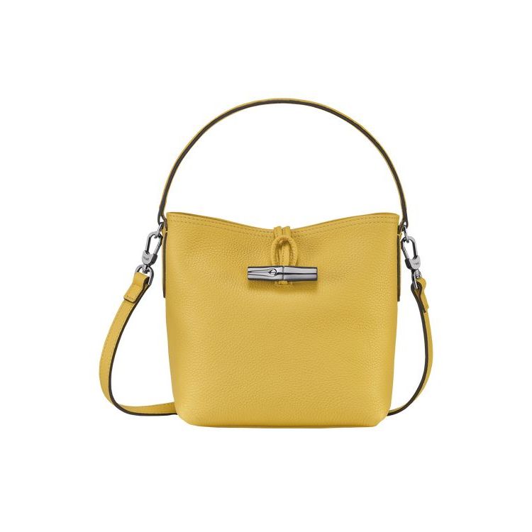 Longchamp Bucket S Bőr Crossbody Táska Sárga | 713405YWP