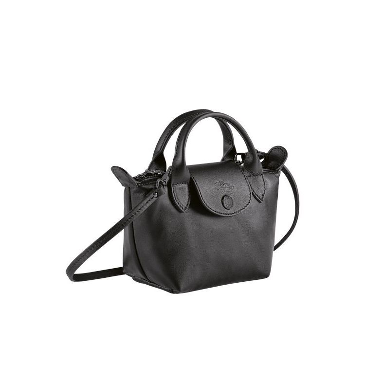 Longchamp Bőr Crossbody Táska Fekete | 240187YWM