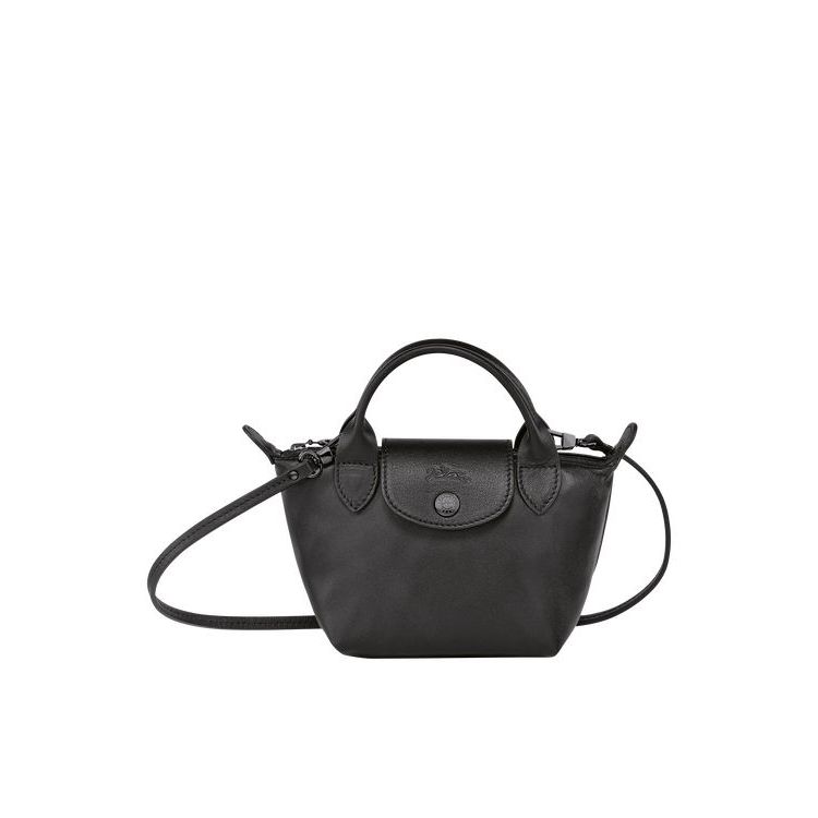 Longchamp Bőr Crossbody Táska Fekete | 240187YWM