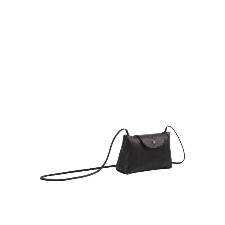 Longchamp Bőr Crossbody Táska Fekete | 718495UJO