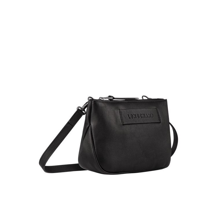 Longchamp Bőr Crossbody Táska Fekete | 946082QYA