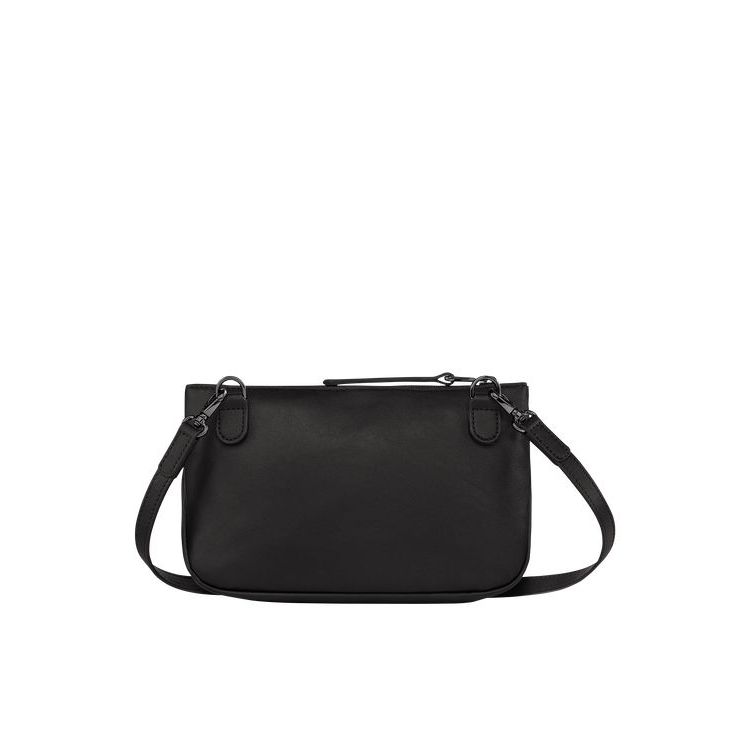 Longchamp Bőr Crossbody Táska Fekete | 946082QYA