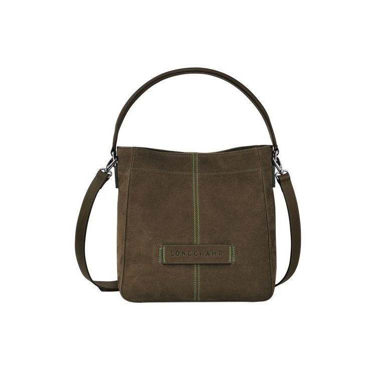 Longchamp Bőr Crossbody Táska Khaki | 519687XMQ