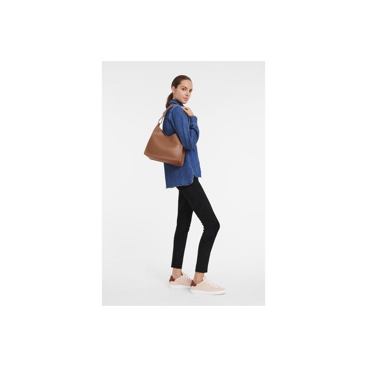 Longchamp Caramel Bőr Válltáskák Barna | 429175KXL