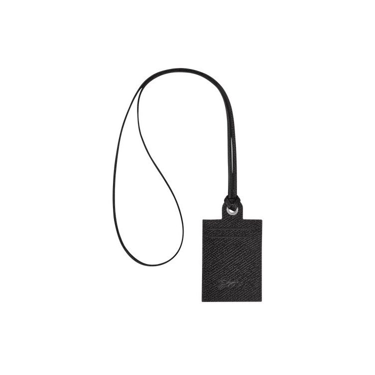 Longchamp Card With Necklace Bőr Kártyatartó Fekete | 097861XCD