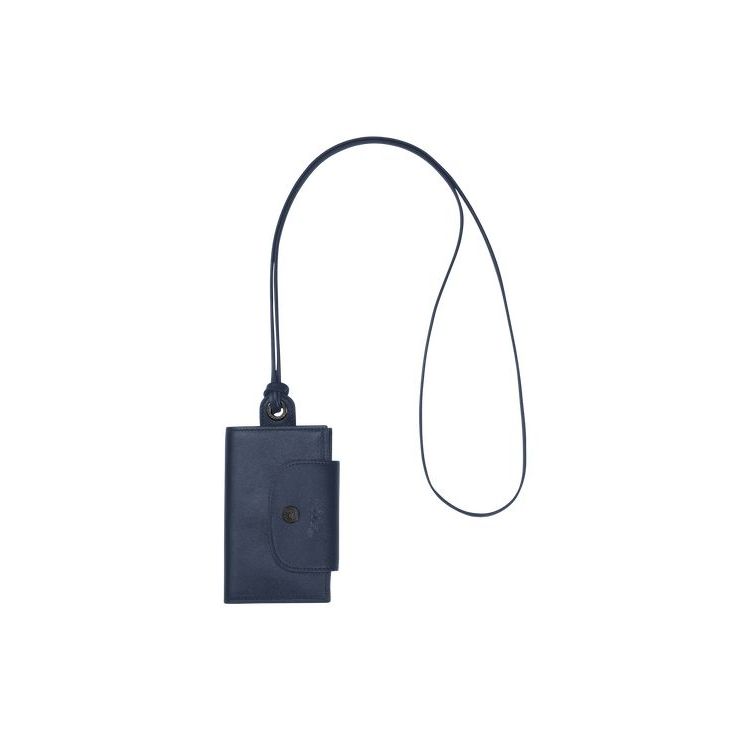 Longchamp Card With Necklace Bőr Kártyatartó Sötétkék | 253189KQH