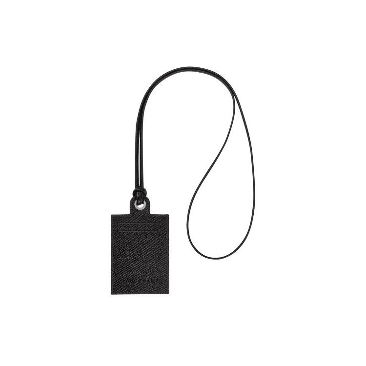 Longchamp Card With Necklace Bőr Kártyatartó Fekete | 318725TDV