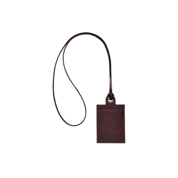 Longchamp Card With Necklace Bőr Kártyatartó Bordó | 435690YPX