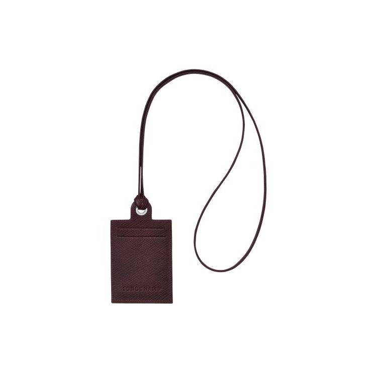 Longchamp Card With Necklace Bőr Kártyatartó Bordó | 435690YPX