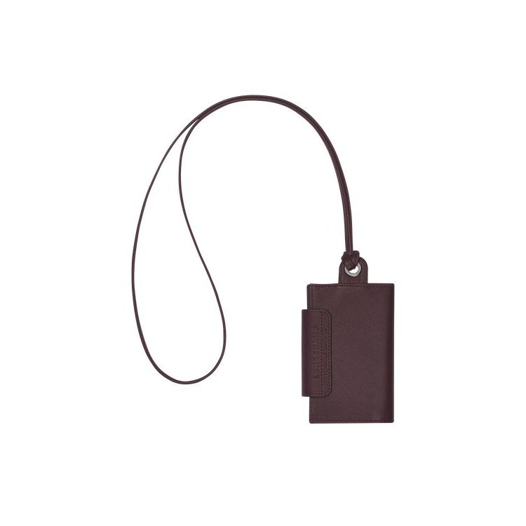 Longchamp Card With Necklace Bőr Kártyatartó Bordó | 478193TZM