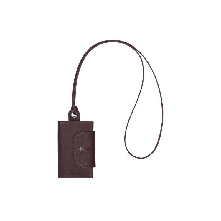 Longchamp Card With Necklace Bőr Kártyatartó Bordó | 978210HZY