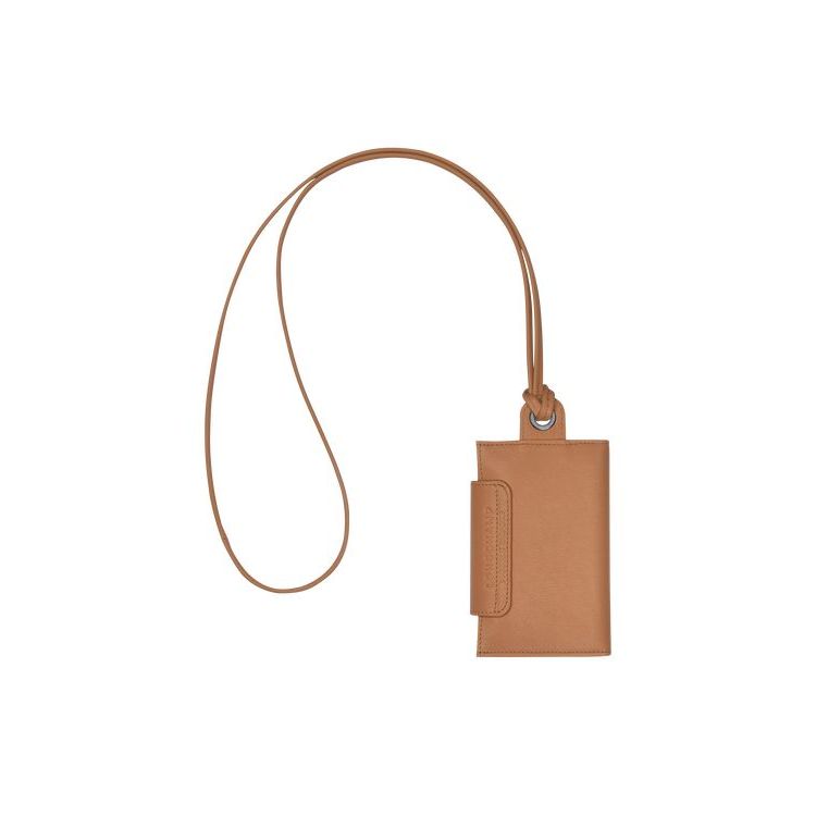 Longchamp Card With Necklace Hazelnut Bőr Kártyatartó Bézs | 602739DQW