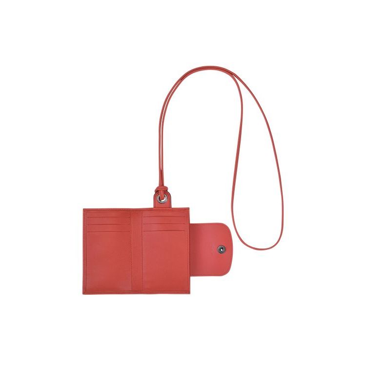 Longchamp Card With Necklace Terracotta Bőr Kártyatartó Narancssárga | 621938OQR