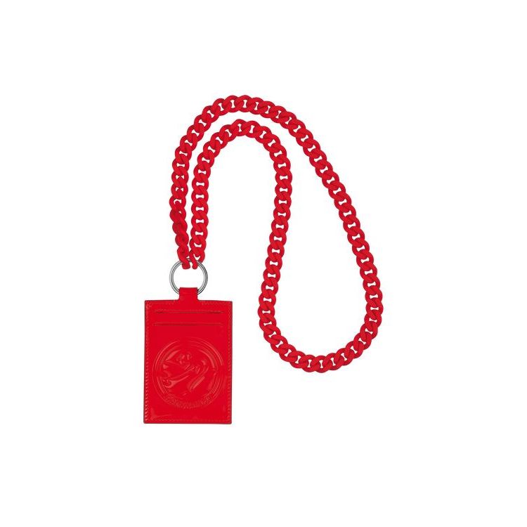 Longchamp Card With Necklace Vermilion Bőr Kártyatartó Piros | 294730HLN