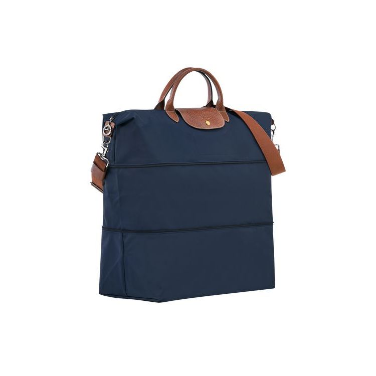 Longchamp Expandable Recycled canvas Utazótáskák Sötétkék | 741602TDR