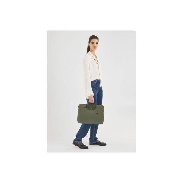 Longchamp Folder Forest Recycled canvas Aktatáska Zöld | 652870KMU