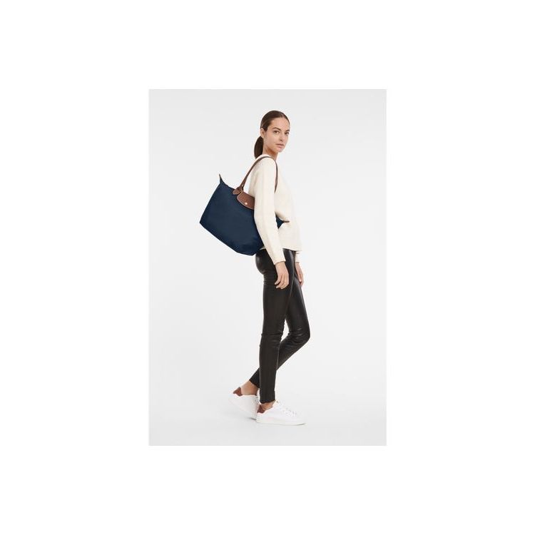 Longchamp L Recycled canvas Válltáskák Sötétkék | 396512JCP