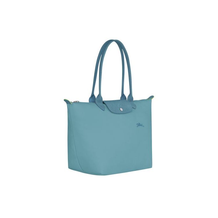 Longchamp L Thunderstorm Recycled canvas Válltáskák Kék | 346729QLJ