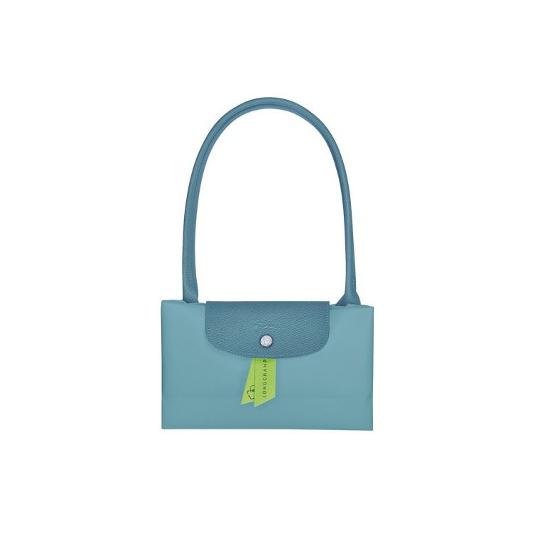 Longchamp L Thunderstorm Recycled canvas Válltáskák Kék | 346729QLJ