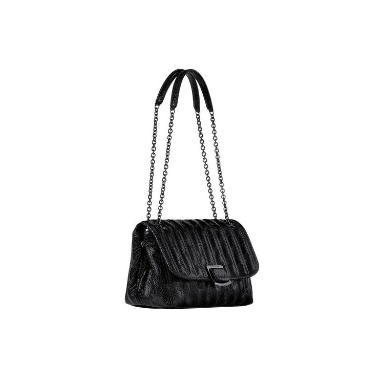 Longchamp M Bőr Crossbody Táska Fekete | 096834EOD