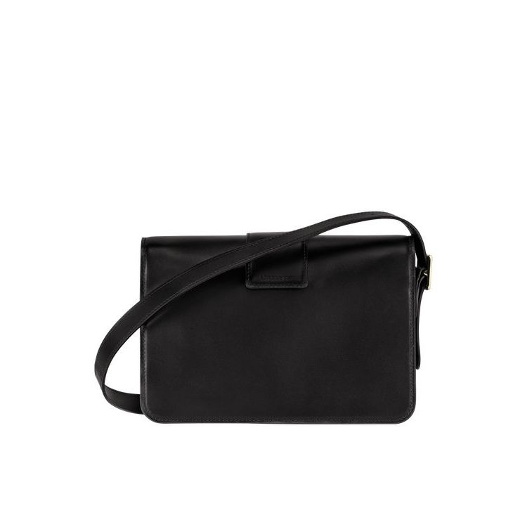 Longchamp M Bőr Crossbody Táska Fekete | 249367UWV