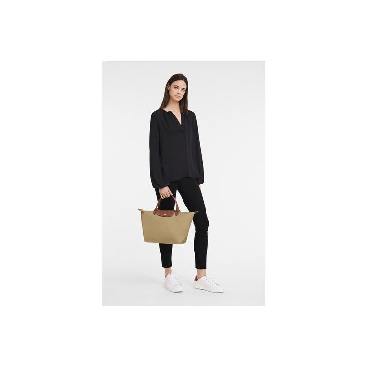 Longchamp M Desert Recycled canvas Kézitáska Khaki | 890215ACK