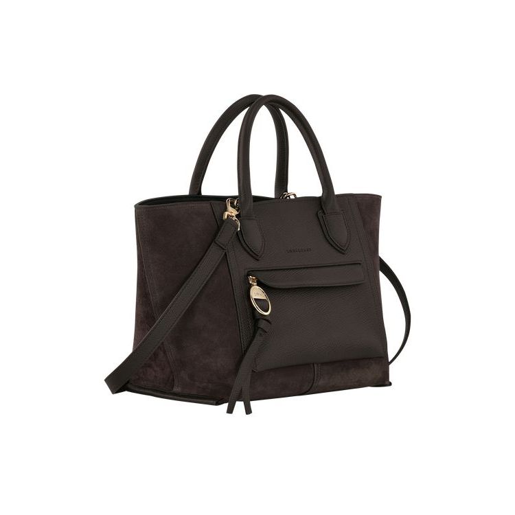 Longchamp M Ebony Bőr Kézitáska Kávé | 892074QCV