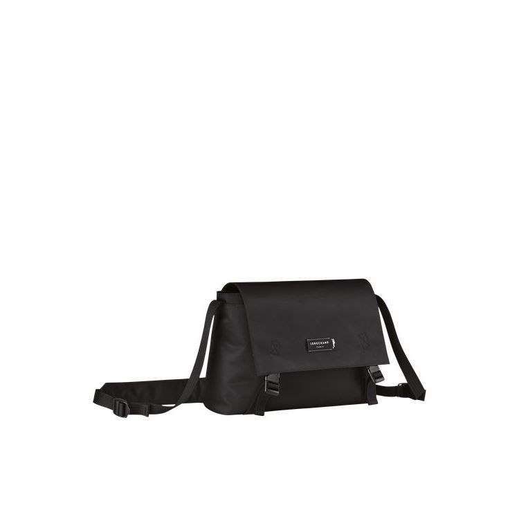 Longchamp M Recycled canvas Crossbody Táska Fekete | 136024XGJ