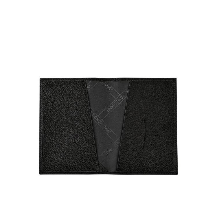 Longchamp Passport Cover Bőr Pouches Fekete | 509264PWR