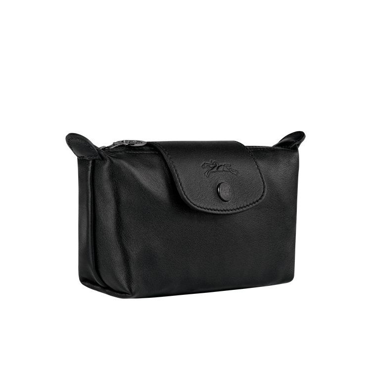 Longchamp Pouch Bőr Pouches Fekete | 209784KAX