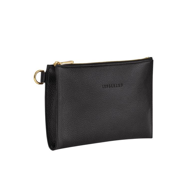 Longchamp Pouch Bőr Pouches Fekete | 235409FLT