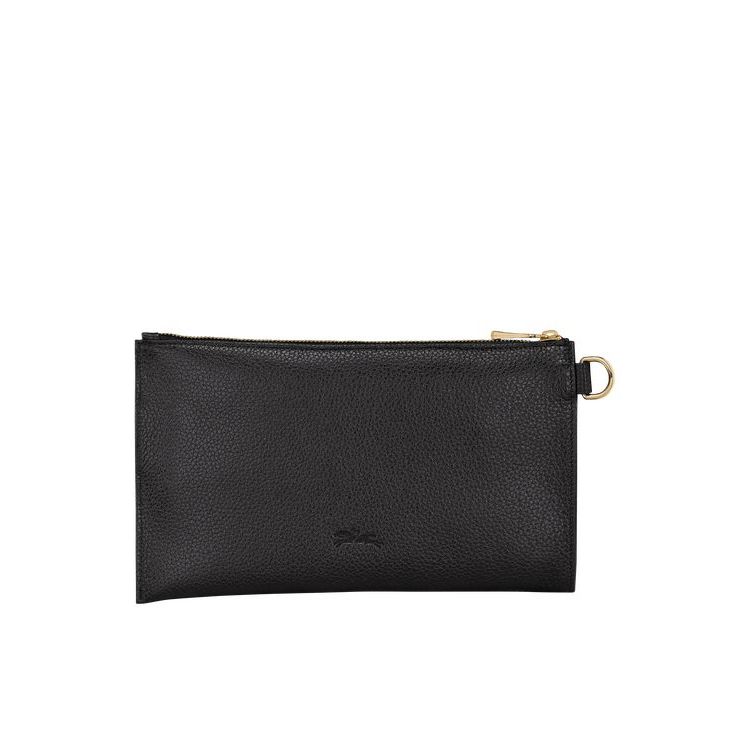 Longchamp Pouch Bőr Pouches Fekete | 235409FLT