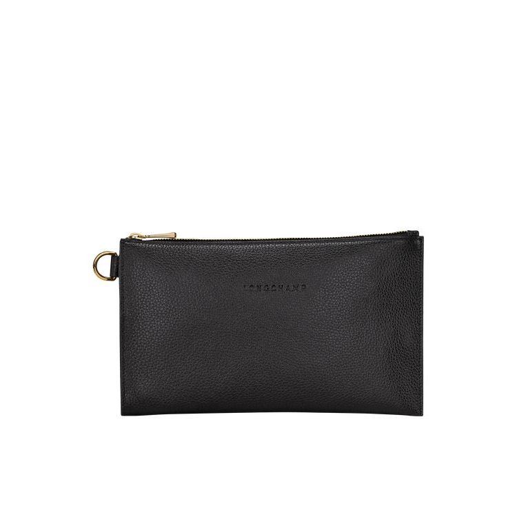 Longchamp Pouch Bőr Pouches Fekete | 235409FLT