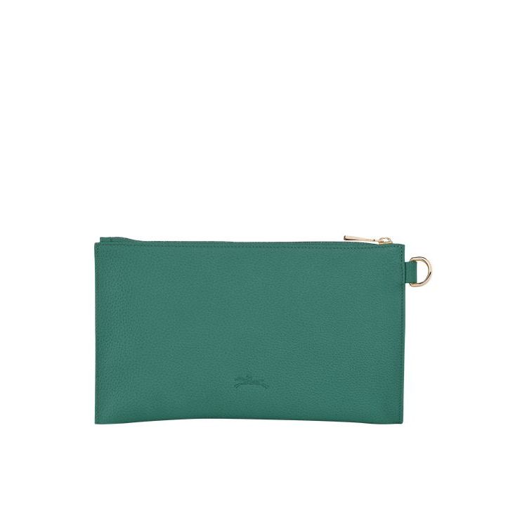 Longchamp Pouch Bőr Pouches Szürke Zöld | 247180KPU