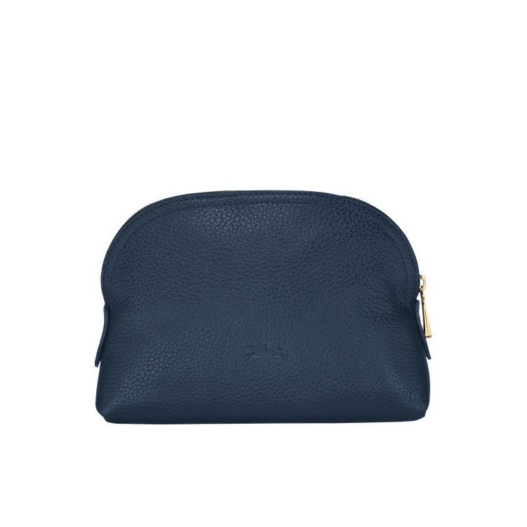 Longchamp Pouch Bőr Pouches Sötétkék | 865237LMZ