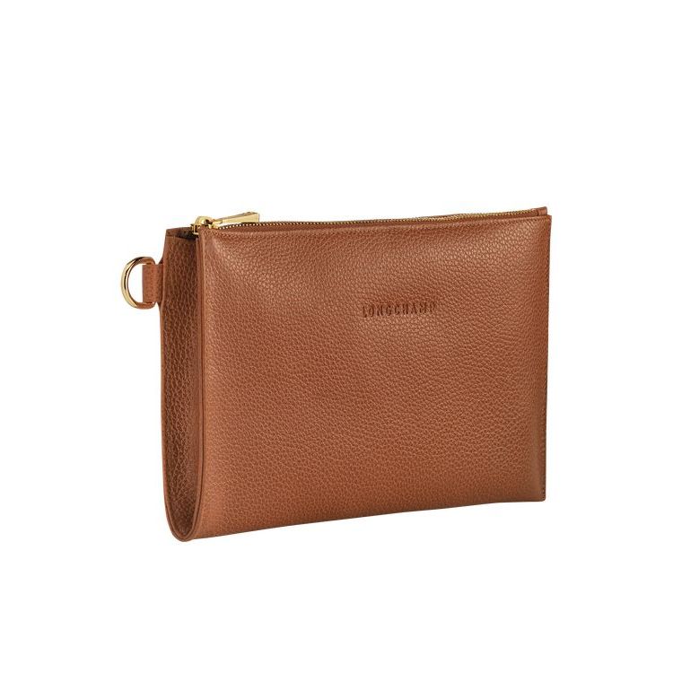 Longchamp Pouch Caramel Bőr Pouches Barna | 034867TVZ