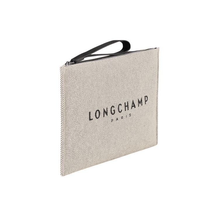 Longchamp Pouch Ecru Vászon Pouches Bézs | 862451EAH